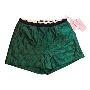Jessy Line Green Quilted Pull On Shorts
